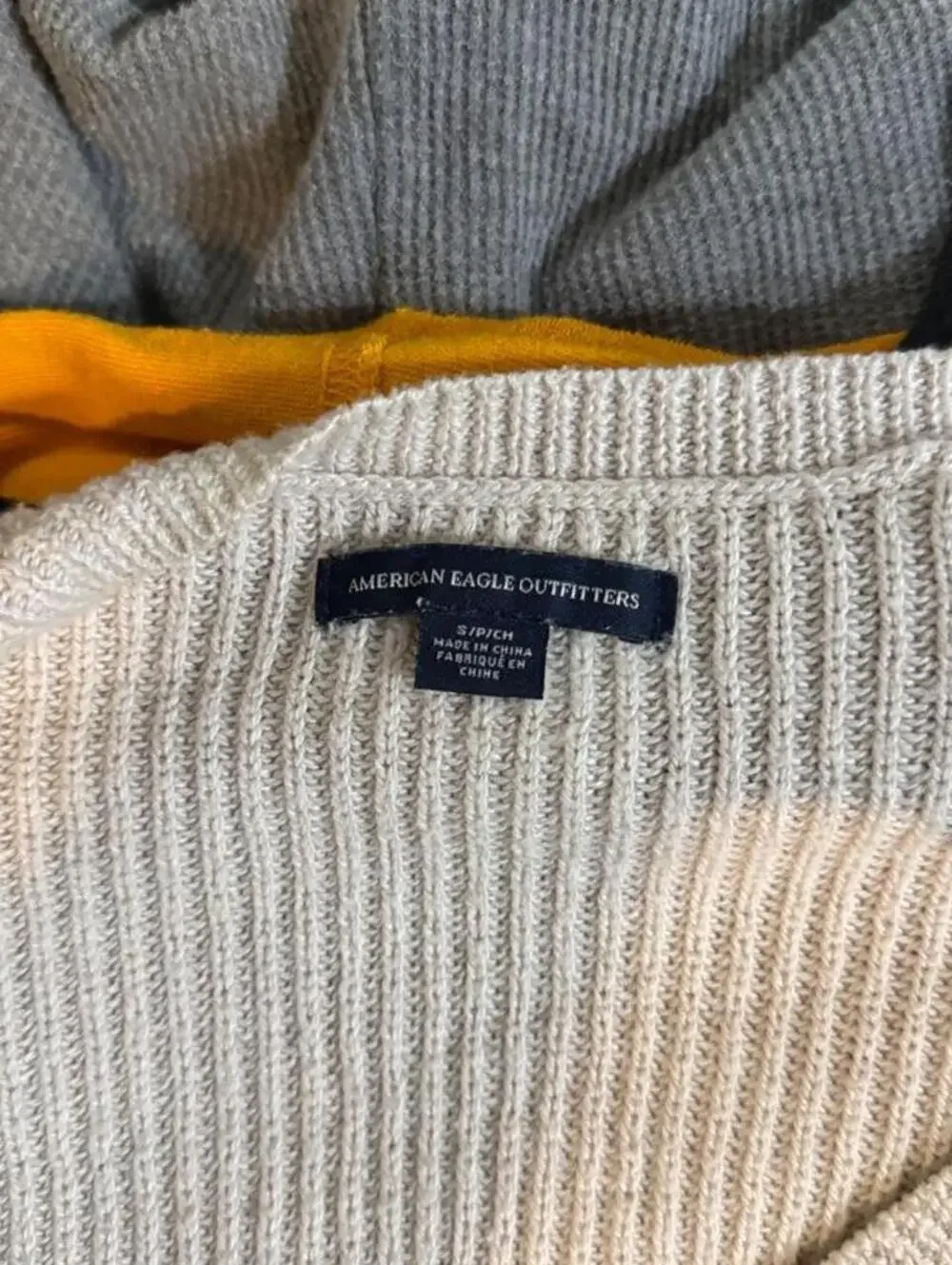 American Eagle Women's Cream and Tan Jumper